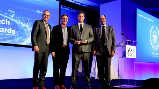 Lytx Coach of the Year
L-R
Brandon Nixon, Lytx CEO
David Riordan, Lytx EVP and Chief Client Office
Brentt Mackie, Pierce Transit, Coach of the Year
Del Lisk, Lytx VP of Safety Services