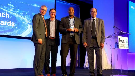 Lytx Driver of the Year, Waste & Construction Category
L-R
Brandon Nixon, Lytx CEO
David Riordan, Lytx EVP and Chief Client Office
Jody Crooks, Waste Connections
Del Lisk, Lytx VP of Safety Services