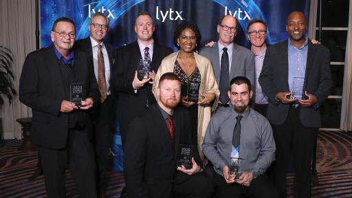 Lytx Driver of the Year Winners
Back Row L &ndash; R
Patrick Maccarelli of Greyhound Lines,  Driver of the Year, Transit and Motor Coach Category
Brandon Nixon, Lytx CEO
Chris Lytwyn of TransWood Carriers, Driver of the Year, For Hire Trucking Category
Karen Muir of City of North Miami, accepting for Christopher Fernandez, Driver of the Year, Government Category
Del Lisk, Lytx VP of Safety Services
David Riordan, Lytx EVP and Chief Client Officer
Jody Crooks, Waste Connections, Driver of the Year, Waste and Construction Category
Front Row Kneeling L-R
Tim Grant of Performance Food Group, Driver of the Year, Private Trucking Category
Adam Werner of the Murphy-Hoffman Company, Driver of the Year, Services and Utilities Category