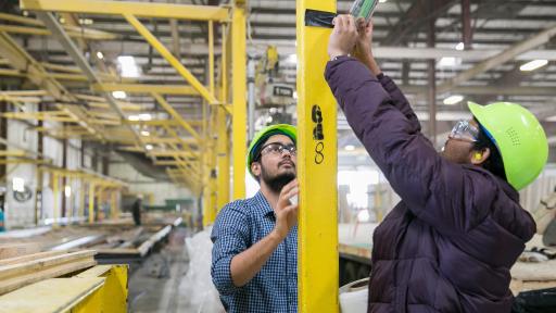 Students working on prefab.