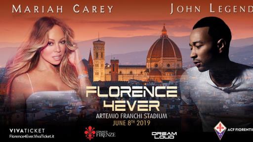 Mariah Carey and John Legend will headline Florence4Ever, June 8th at historic Artemio Franchi Stadium accompanied by a 100 piece orchestra.