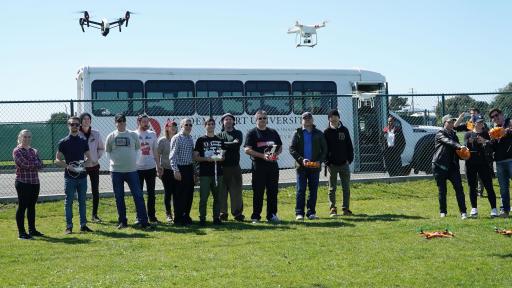 Students learning to fly drones for classes at Academy of Art.