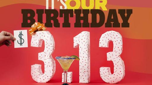 #ChilisBirthday is Back, Baby Back, Baby Back on March 13 with $3.13 Presidente Margaritas