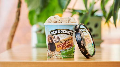 Ben & Jerry’s Non-Dairy Chocolate Chip Cookie Dough is vanilla with gobs of chocolate chip cookie dough and fudge flakes. This is a vegan version of Ben & Jerry’s #1 favorite fan flavor.
