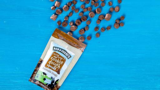 One new variation of Ben & Jerry&rsquo;s dough chunks is chocolate cookie dough with chocolate chips.