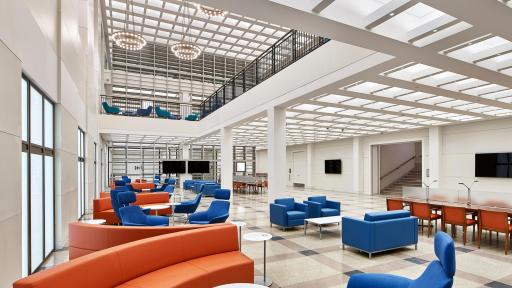 Sleek and modernized lounge space.