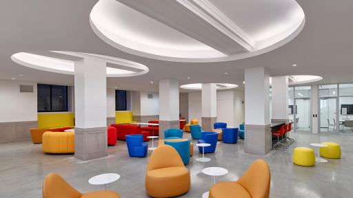 Sleek and modernized lounge space.