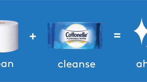 Pair Cottonelle Toilet Paper and Flushable Wipes equals Superior Clean