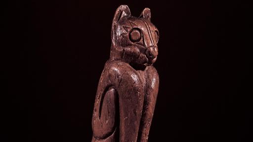 Six inches tall Key Marco Cat carved from native hardwood.