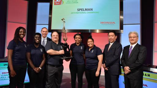 Honda executives congratulate Spelman College for winning the 30th annual Honda Campus All-Star Challenge (HCASC), the school's first-ever HCASC championship.