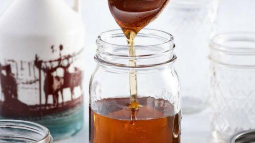 Mason jars of maple syrup