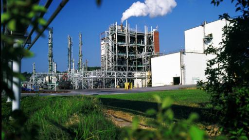 Outdoor shot of Eastman commercialize recycling technology building