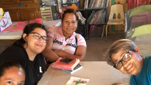 People sitting at table.