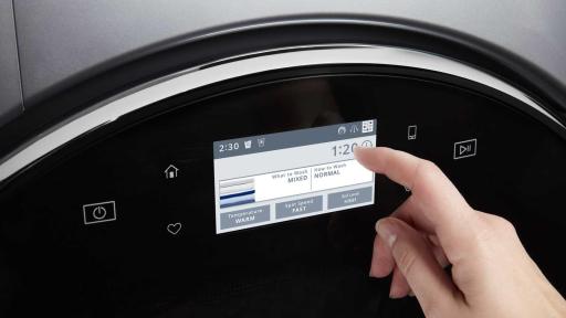 Intuitive Touch Screens on the Whirlpool® Smart Front Load Pair guide you to the correct washer and dryer presets and hold up to 35 pre-programmed cycles to keep your most used settings easily available.