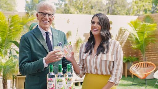 Ted Danson and Cecily Strong on set