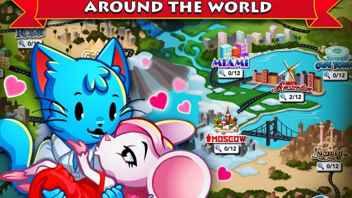 Image of cat and mouse characters on a map with the words Bingo Games Around the World, in a banner on the top.