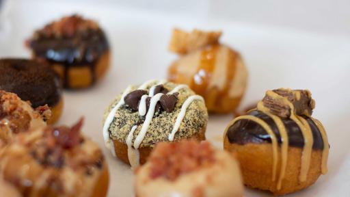 A variety of decorative donuts