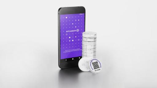 Bitcarbon app on phone and Diamond Standard case with diamonds