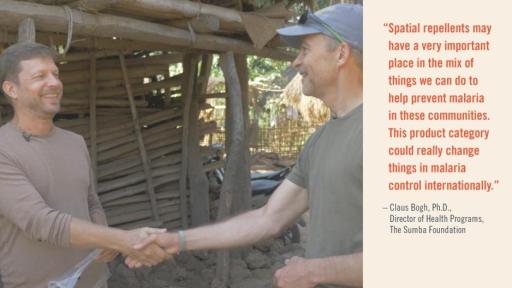 Claus Bogh, Ph.D., meets with Fisk Johnson, Ph.D., during a recent visit to a village in Sumba, Indonesia.
