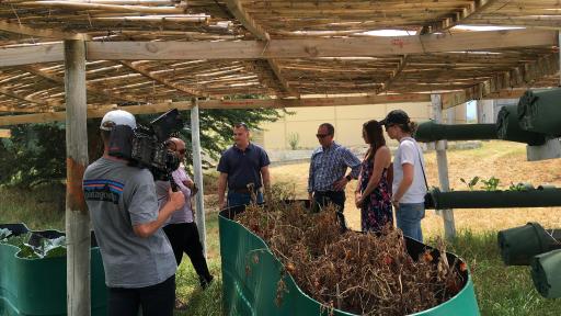Filming inside a small plant shack