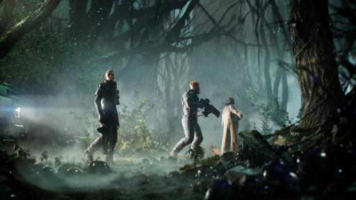 A CGI image of the new game Outriders showing 3 characters with guns.