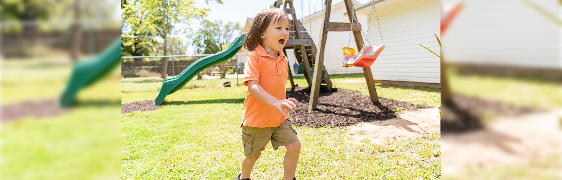 Chance Running in his back yard.