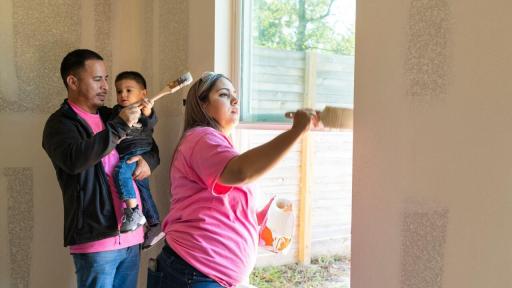 Joselyn Casas, her husband, and son proudly paying it forward by helping First Response and Habitat for Humanity build a new home for another family in need.