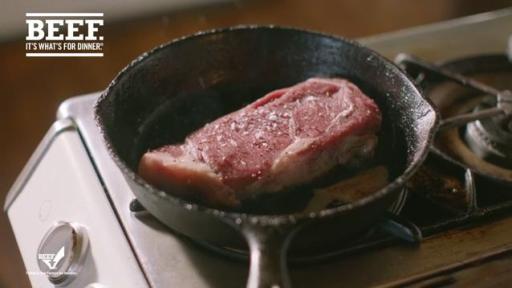 Beef in a frying pan