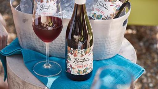 Image of red wine with glass