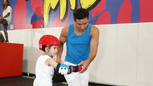 Mario Lopez and son Nico skating