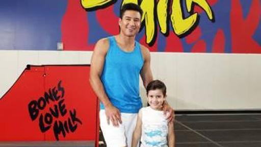 Mario Lopez and son, Nico, at the @BonesLoveMilk Shredquarters