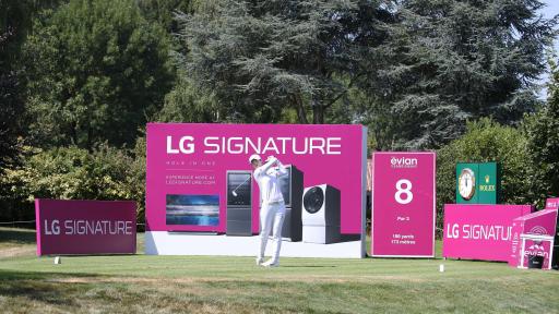 Renowned golfer Park Sung-hyun taking her shot at the LG SIGNATURE Hole at the 2019 Evian Championship