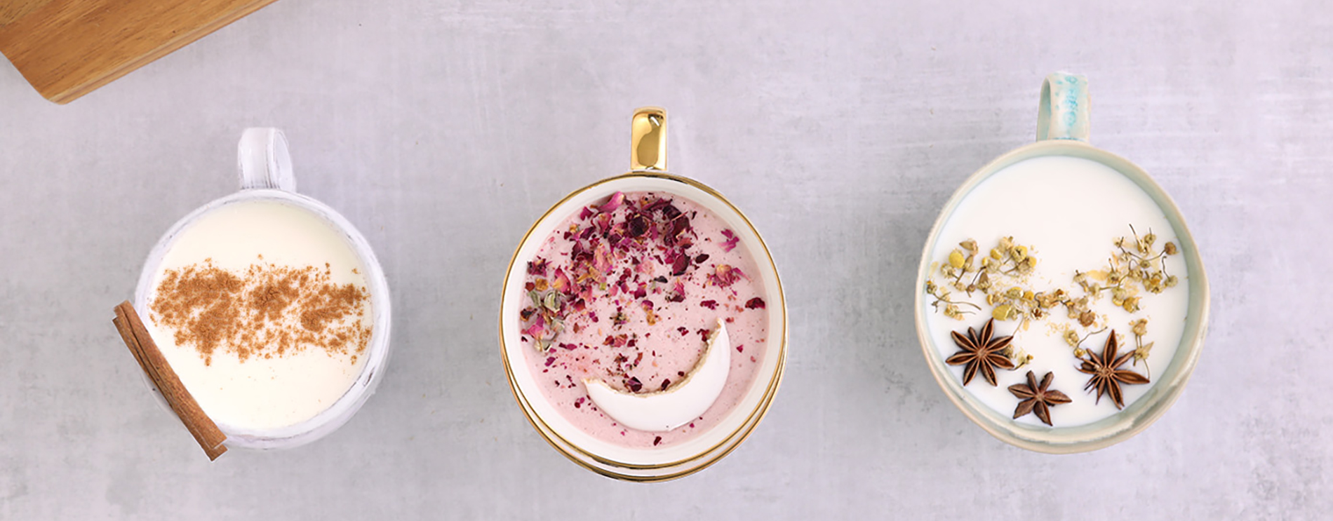 Banner image of three milk drinks