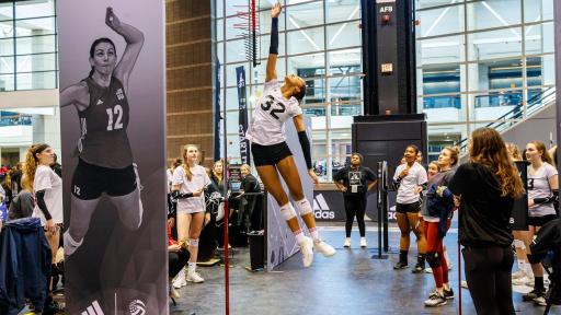 Girl jumping to measure her jump height