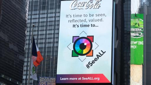 The Association of National Advertisers' (ANA) Alliance for Inclusive and MultiCultural Marketing (AIMM) launches #SeeALL campaign promoting greater diversity and cultural inclusion in brand advertising with a billboard takeover in NYC's Times Square on Monday, Sept. 23, 2019.