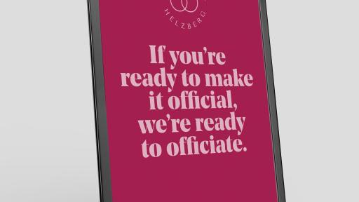 Pink sign that reads: If you're ready to make it official, we're ready to officiate.