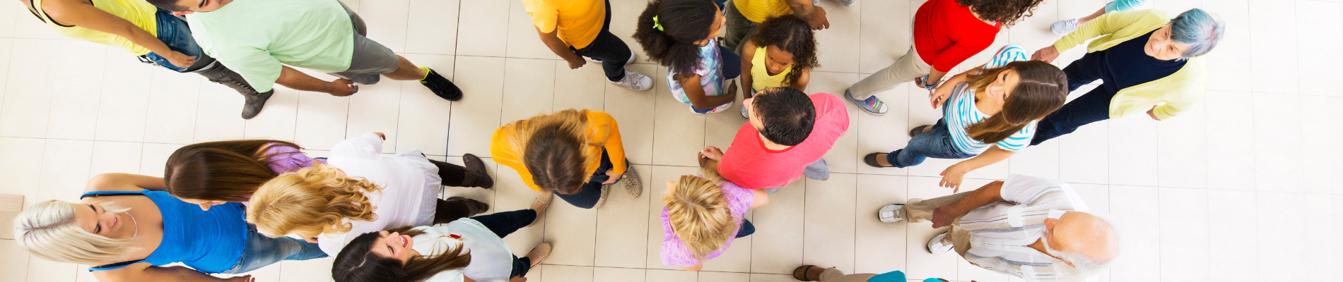 An image of several people from above