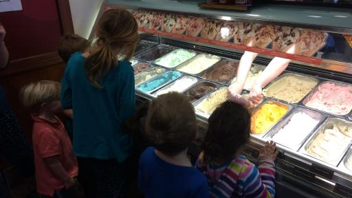 Serving Ice cream to customers