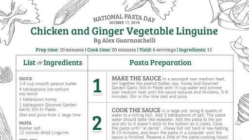 Chicken and Ginger Vegetable Linguine Recipe Created by Chef Alex Guarnaschelli