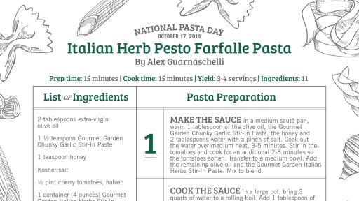 Italian Herb Pesto Farfalle Pasta Recipe Created by Chef Alex Guarnaschelli