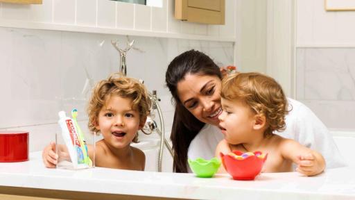 Family in the bathroom