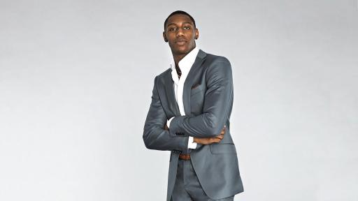 RJ Barrett in Solid Steel Gray Suit