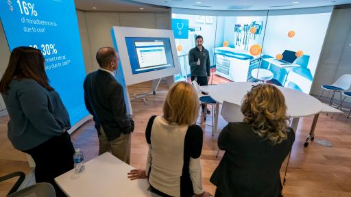 Attendees at the opening of the newly updated and expanded Lab at Express Scripts experience the Rapid Prototyping and Immersion area on Tuesday, Nov. 12, 2019, in St. Louis.