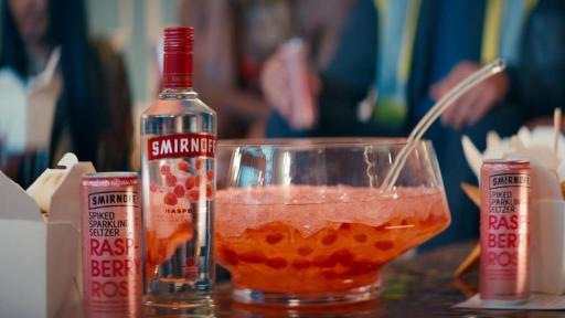 Smirnoff Raspberry and Smirnoff Raspberry Rose Seltzer steal the show as the perfect pairings for Chinese takeout at Smirnoff's holiday party.