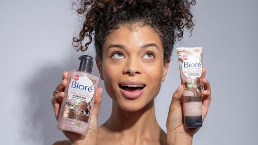 Girl holding biore products