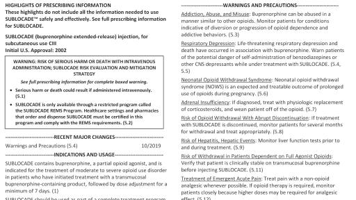 SUBLOCADE Prescribing Information