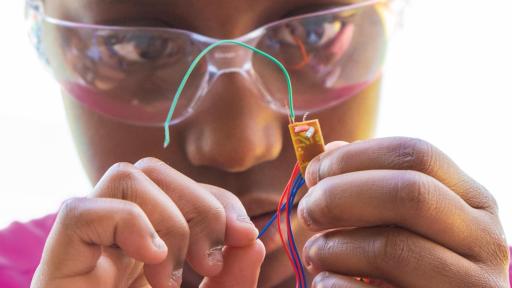 Girl using an at-home kit.