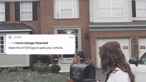 Woman checking mailbox with app window on image