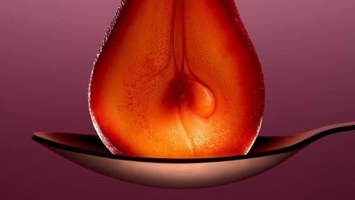 Food Photo Affair Best in Exhibition winner, poached pear, by Jill Keller