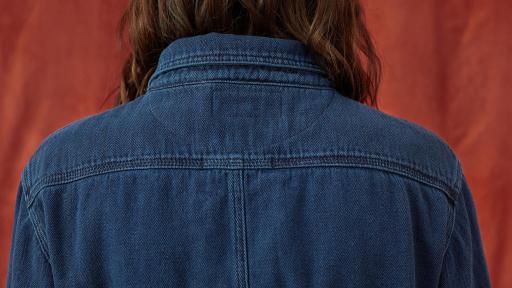 THE GREAT. x Cotton &lsquo;The Rosie Jumpsuit&rsquo; features a small piece of cotton denim half moon from an original 1940s era Rosie The Riveter Jumpsuit. Photo Credit: Courtesy of THE GREAT. (Photography by Morgan Pansing)